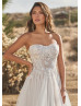 Strapless Ivory Lace Tulle Airy Wedding Dress